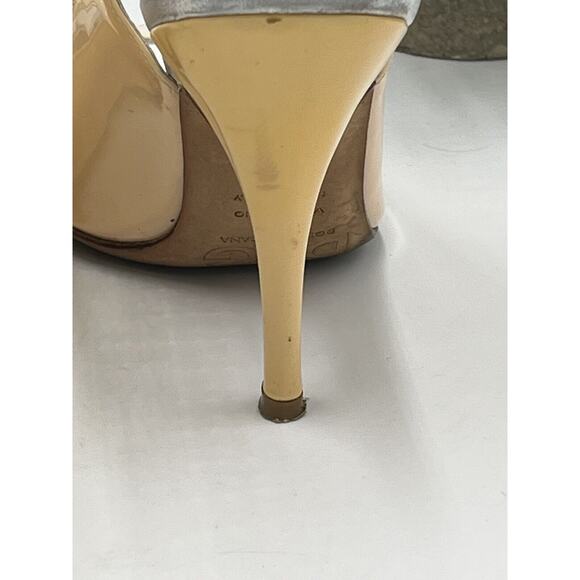 DOLCE & GABBANA D&G Patent Leather Beige Sling Back Heels Sz 36.5/6 US Peep Toe - Picture 6 of 15